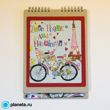 Скетчбук EcoPad "Love, Peace and Happiness" с шариковой экоручкой