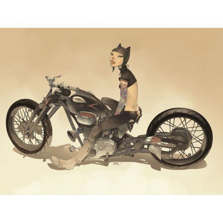Настенный постер с рисунком Otto Schmidt "Cat Biker -1"